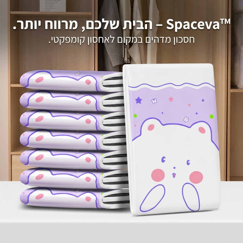 Spaceva™ – שקיות ואקום לאחסון שהופכות ערימות של בגדים ושמיכות לשטח אחסון מסודר